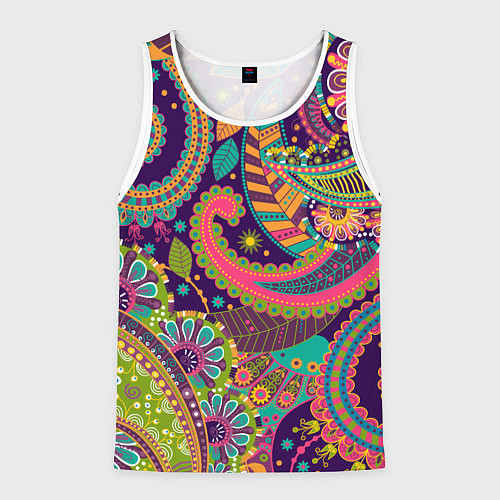 Мужская майка без рукавов Яркий красочный узор / 3D-Белый – фото 1