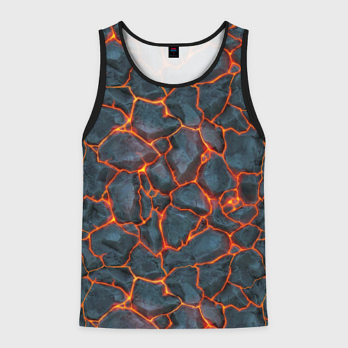 Мужская майка без рукавов Неоновая магма / 3D-Черный – фото 1