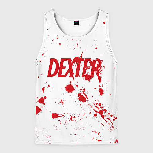 Мужская майка без рукавов Dexter logo Декстер брызги крови / 3D-Белый – фото 1