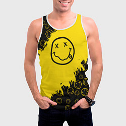 Майка-безрукавка мужская Nirvana Smile Нирвана Рваный Паттерн, цвет: 3D-белый — фото 2