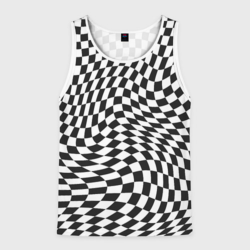 Мужская майка без рукавов Черно-белая клетка Black and white squares / 3D-Белый – фото 1