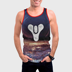 Майка-безрукавка мужская ДЕСТИНИ ЗЕМЛЯ ХАБ, СТРАННИК НАД ГОРОДОМ, цвет: 3D-красный — фото 2