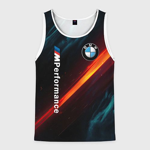 Мужская майка без рукавов BMW M PERFORMANCE NEON БМВ М НЕОН / 3D-Белый – фото 1