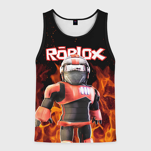 Мужская майка без рукавов ROBLOX FIRE РОБЛОКС ОГОНЬ ПОЖАРНЫЙ / 3D-Черный – фото 1