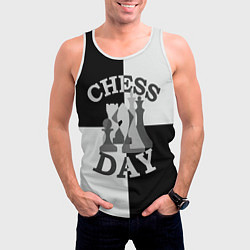 Майка-безрукавка мужская Шахматный День, цвет: 3D-белый — фото 2