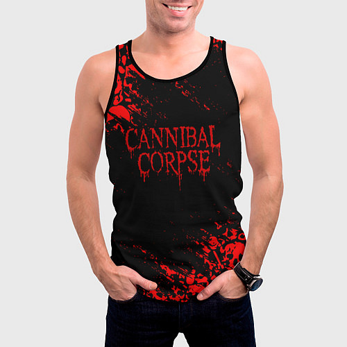 Мужская майка без рукавов CANNIBAL CORPSE КРАСНЫЕ ЧЕРЕПА / 3D-Черный – фото 3