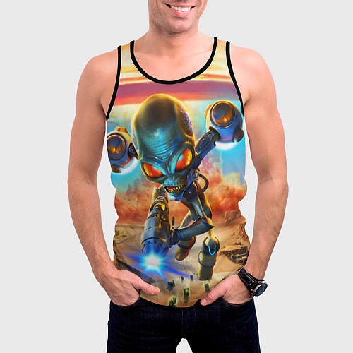 Мужская майка без рукавов Destroy all Aliens / 3D-Черный – фото 3