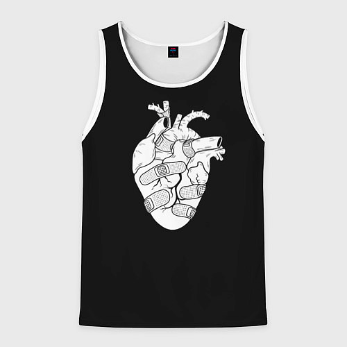 Мужская майка без рукавов Раненное-сердце / 3D-Белый – фото 1