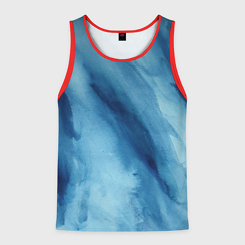 Мужская майка без рукавов Голубой мрамор / 3D-Красный – фото 1