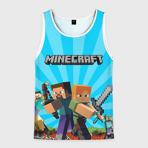 Мужская майка без рукавов МАЙНКРАФТ ГЕРОИ ИГРЫ MINECRAFT / 3D-Белый – фото 1