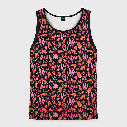 Мужская майка без рукавов ГЕПАРД В ЛИСТВЕ / 3D-Черный – фото 1