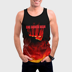 Майка-безрукавка мужская Кулак One Punch-Man в огне, цвет: 3D-черный — фото 2
