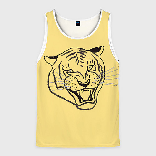 Мужская майка без рукавов Тигр на золотом фоне / 3D-Белый – фото 1