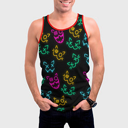 Майка-безрукавка мужская НЕОНОВЫЕ КОТИКИ NEON FACES CATS, цвет: 3D-красный — фото 2