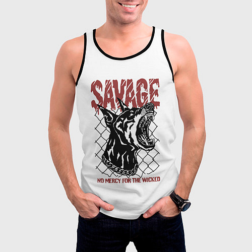 Мужская майка без рукавов Злой Доберман / 3D-Черный – фото 3