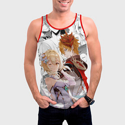 Майка-безрукавка мужская Люмин и Тарталья на фоне манги, цвет: 3D-красный — фото 2