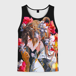 Майка-безрукавка мужская Чжун Ли в цветах Genshin impact, цвет: 3D-черный