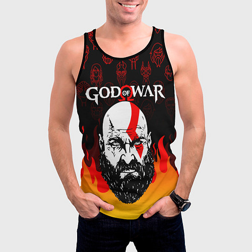 Мужская майка без рукавов GOD OF WAR ГОД ОФ ВАР FIRE ART УЗОР / 3D-Черный – фото 3