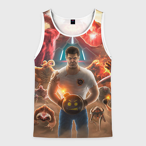 Мужская майка без рукавов Serious Sam Игровые персонажи Босы / 3D-Белый – фото 1