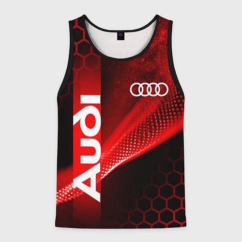 Мужская майка без рукавов AUDI АУДИ SPORT СПОРТ RED AND BLACK / 3D-Черный – фото 1
