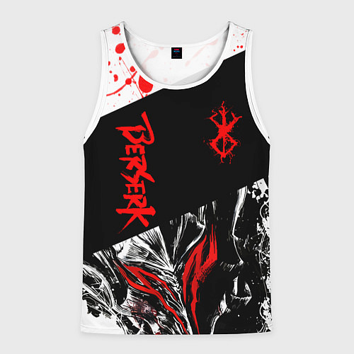 Мужская майка без рукавов Берсерк черная маска с логотипом / 3D-Белый – фото 1