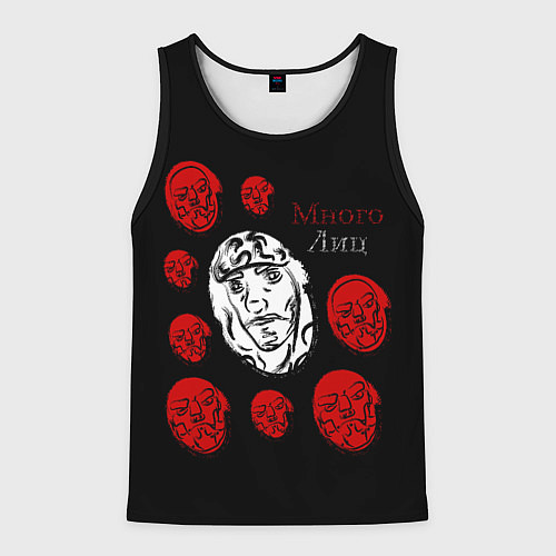 Мужская майка без рукавов Много лиц / 3D-Черный – фото 1
