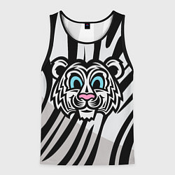 Майка-безрукавка мужская Забавный Белый тигр, цвет: 3D-черный