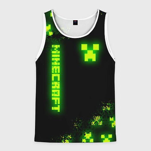 Мужская майка без рукавов MINECRAFT NEON LOGO CREEPER / 3D-Белый – фото 1