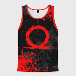 Мужская майка без рукавов GOD OF WAR LOGO RED, БРЫЗГИ КРАСОК