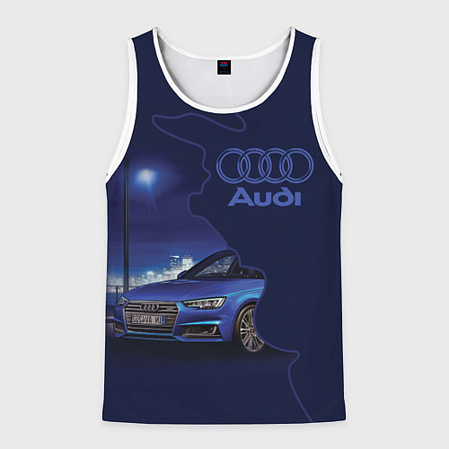 Мужская майка без рукавов AUDI лого / 3D-Белый – фото 1