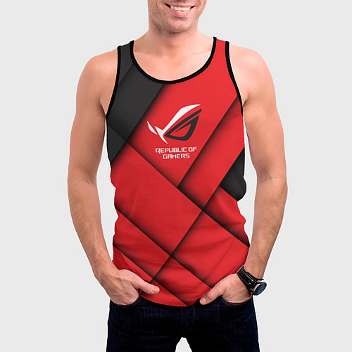 Мужская майка без рукавов ROG - republic of gamers / 3D-Черный – фото 3