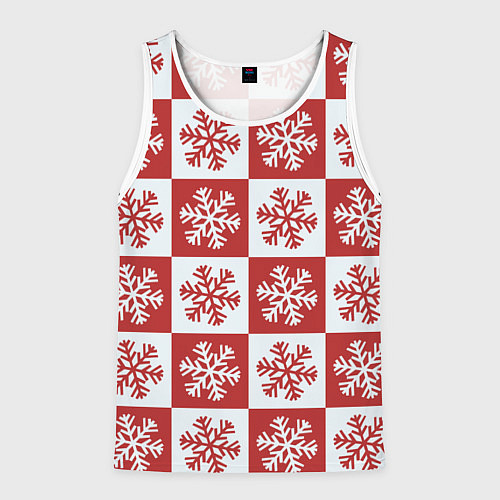 Мужская майка без рукавов Шахматные Снежинки / 3D-Белый – фото 1