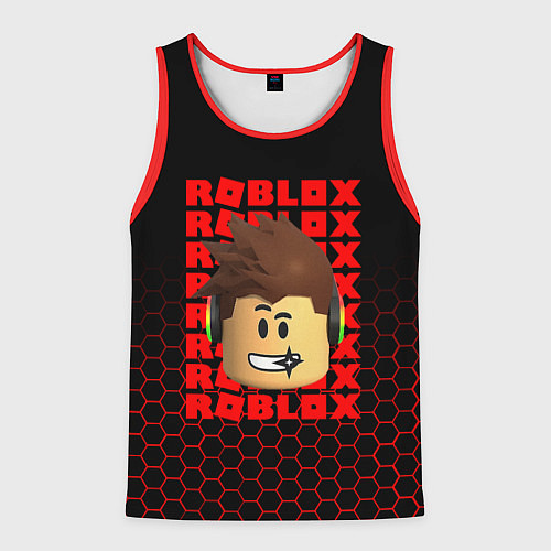 Мужская майка без рукавов ROBLOX LEGO FACE УЗОР СОТЫ / 3D-Красный – фото 1