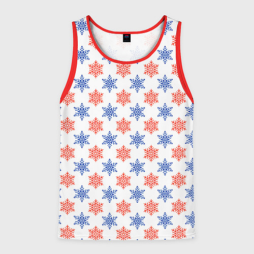 Мужская майка без рукавов Снежинки паттернsnowflakes pattern / 3D-Красный – фото 1