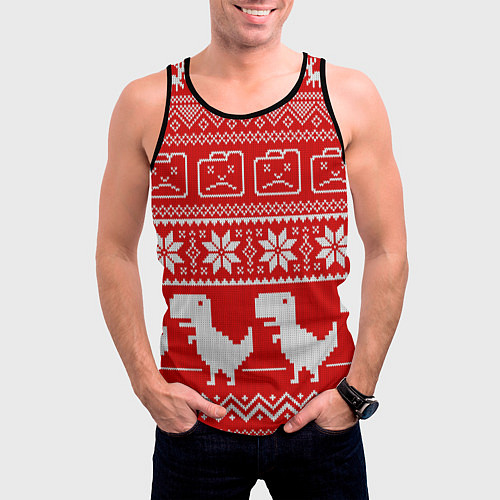 Мужская майка без рукавов Вязаный принт / 3D-Черный – фото 3