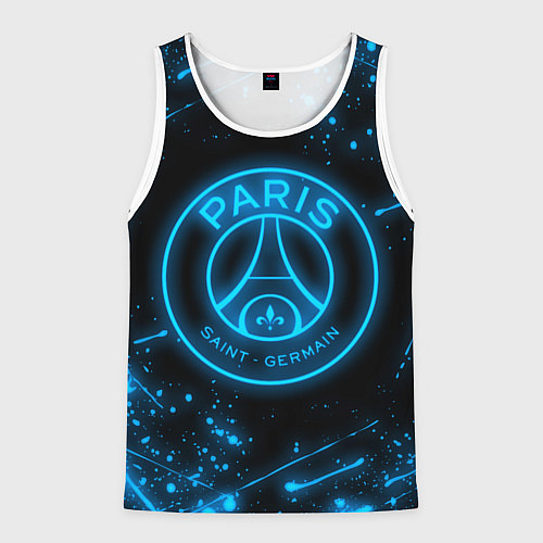 Мужская майка без рукавов PSG NEON STYLE SPORT ПСГ НЕОН / 3D-Белый – фото 1