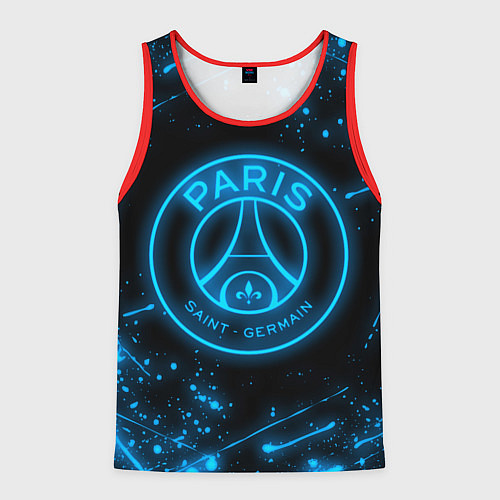 Мужская майка без рукавов PSG NEON STYLE SPORT ПСГ НЕОН / 3D-Красный – фото 1