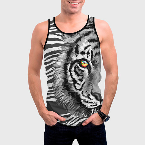 Мужская майка без рукавов Голова тигра 22 / 3D-Черный – фото 3