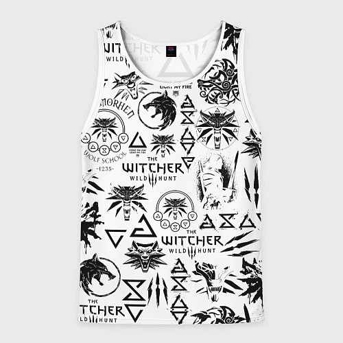 Мужская майка без рукавов THE WITCHER LOGOBOMBING ЧЁРНО БЕЛЫЙ ВЕДЬМАК ПАТТЕР / 3D-Белый – фото 1