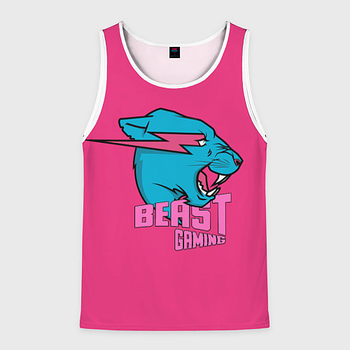 Мужская майка без рукавов Mr Beast Gaming Full Print Pink edition / 3D-Белый – фото 1