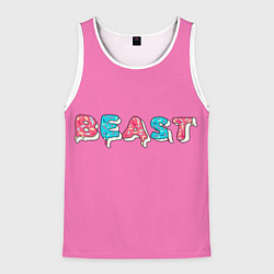 Майка-безрукавка мужская Mr Beast Donut Pink edition, цвет: 3D-белый