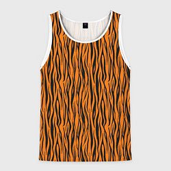 Майка-безрукавка мужская Тигровые Полосы, цвет: 3D-белый