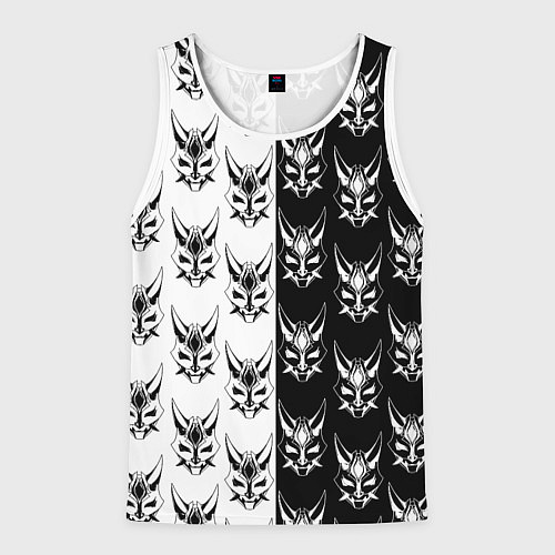 Мужская майка без рукавов GENSHIN IMPACT XIAO MASK ГЕНШИН ИМПАКТ СЯО МАСКА / 3D-Белый – фото 1