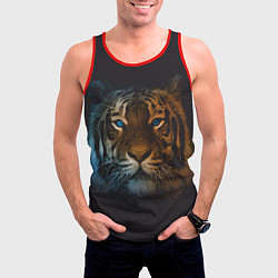 Майка-безрукавка мужская Тигр с голубыми глазами, цвет: 3D-красный — фото 2
