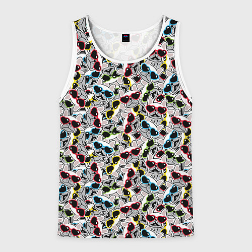 Мужская майка без рукавов Модные Собачки / 3D-Белый – фото 1