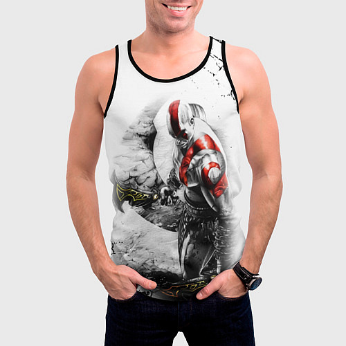 Мужская майка без рукавов КРАТОС С МЕЧАМИ, БОГ ВОЙНЫ / 3D-Черный – фото 3