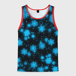 Майка-безрукавка мужская НОВОГОДНИЕ НЕОНОВЫЕ СНЕЖИНКИ 2022 НОВЫЙ ГОД, цвет: 3D-красный