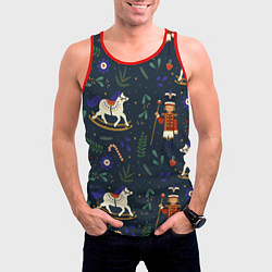 Майка-безрукавка мужская Щелкунчик паттерн с лошадкой, цвет: 3D-красный — фото 2
