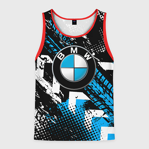 Мужская майка без рукавов Следы от шин BMW / 3D-Красный – фото 1