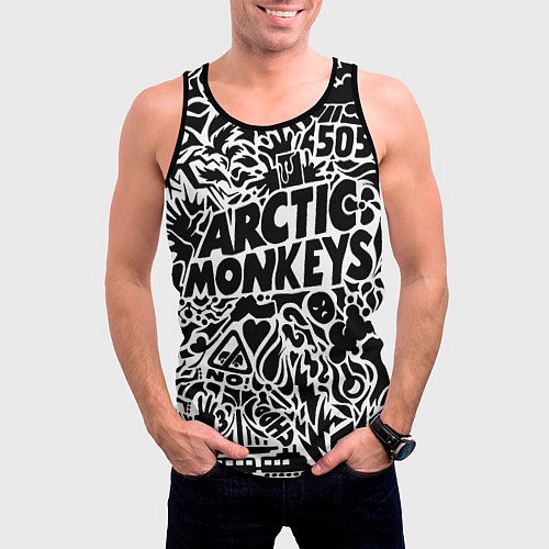 Мужская майка без рукавов Arctic monkeys Pattern / 3D-Черный – фото 3